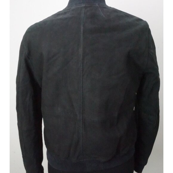 John Varvatos Sheepskin Leather Dark Blue Bomber Zip Jacket Sz M Brand New - Picture 3 of 7